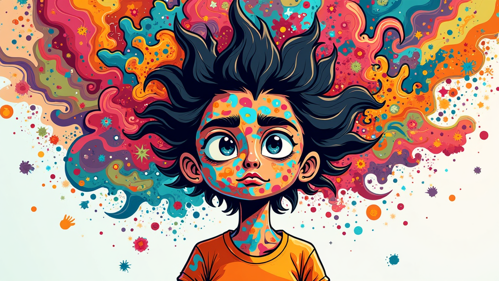 A detailed, brightly colored abstract illustration representing mental toughness, determination, and focus, with vibrant patterns and energetic shapes, without any text or human figures.